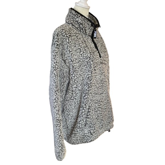 Victoria's Secret PINK women's black and white sherpa quarter zip pullover - Picture 2 of 9